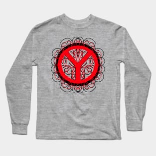 Peace Sign Red And Black Long Sleeve T-Shirt